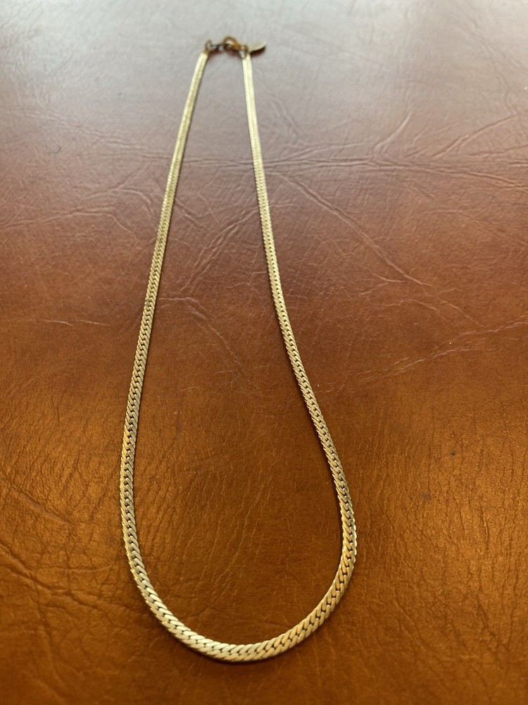 Necklace Gold Toned Flat Chain Classic Staple 18” Vintage Signed