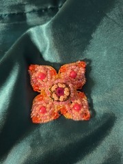 Vintage Beaded Brooch Pin Pink Lavender Unsigned