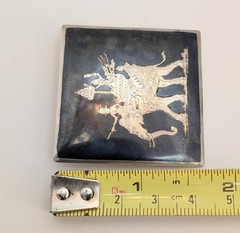 1930s Siam Sterling Elephant Brooch Niello 1 5/8″ Vintage C-Clasp Silver 14.5 gr