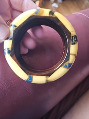 RICHARD MARCUS VINTAGE 1980’s MAMMOTH IVORY & SEMI PRECIOUS STONES BANGLE