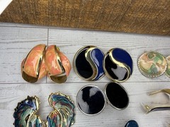 Vintage 1980s 1990’s Enamel Pierced Earrings Lot Of 16 Unmarked