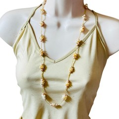 Biwa Pearl Necklace VTG glass Baroque Freshwater Beaded genuine Beads long 30″