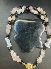 Lee Sands Necklace Large Flower Inlaid Mother Of Pearl Abalone Gemstone 20″
