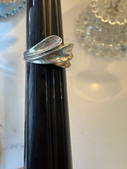 Modernist Sterling Silver 925 Cellini Domed Abstract Twist Wave Ring Size 7.75