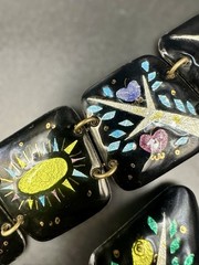 1950s/60s Enamel on Copper 3 Piece Studio Jewelry Set MCM Birds Trees Sunburst