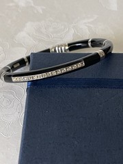 Unique Sterling Silver And Black Hinged Bangle Bracelet made In Italy