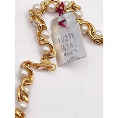 Vintage Marvella NOS Gold Tone Faux Pearl Necklace Bracelet Set Signed Tags
