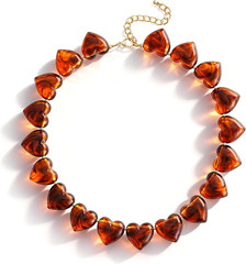 Amber Acrylic Heart Choker Necklace for Women Vintage Punk Chunky Necklace Trend