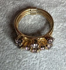 Vintage Style Gold-Tone Multi-Stone Purple Crystal Crown Cocktail Ring