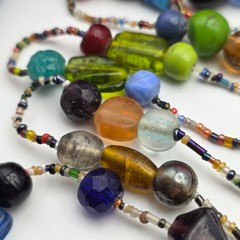 Multicolor Glass Bead Seed Bead Necklace Lot of 6 Made in India 24 Inch