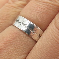 BOLECO 925 Sterling Silver Vintage Engraved Adjustable Band Ring Size 8.5