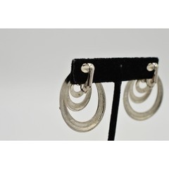 Vintage Dangle Clip On Earrings Pave Rhinestone Crystal Dangle Drop 1980s BinU