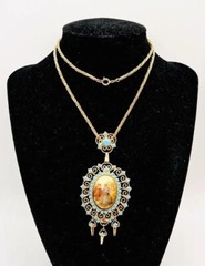 JULIANA Delizza & Elster Turquoise Rhinestone Transfer Necklace Vintage Jewelry