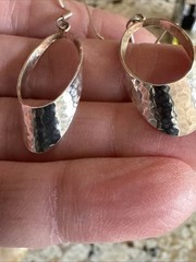 925 Sterling Silver Dangle Hoop Earrings Pierced Excellent Quality Vintage 1.5 “