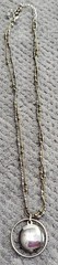 Vintage Liz Claiborne Round Silver Pendant Necklace Beaded Chain