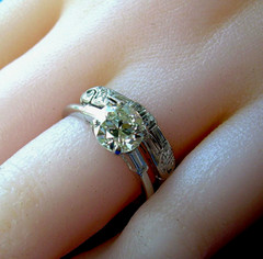 Original EARTH MINED DIAMOND Deco Wedding BAND Antique SOLID PLATINUM Ring S 5.5