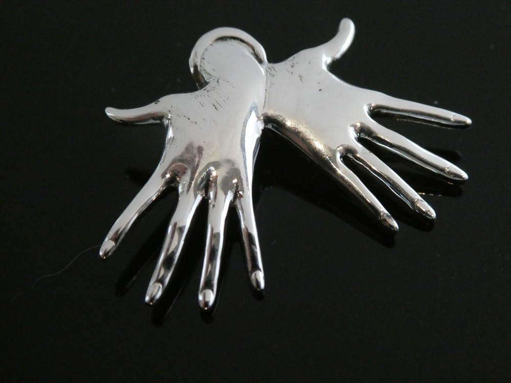 Vintage Mexico MAGIC HANDS Design Sterling Silver 925 Pendant
