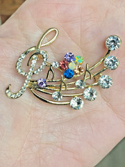 Vintage Musical Brooch Lot 21pc Treble Clef Notes Rhinestone Figural Gold Silver