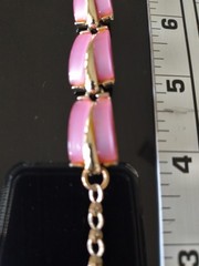 Karu Vintage Thermoset Choker Gold Tone 17.5 Pink Classic Necklace Costume