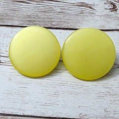 Vintage Clip On Earrings – 1 & 1/8″ Retro Yellow Circle – Some Damage To Rear