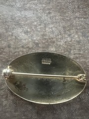 Norway 925 Sterling Enamel Rose Brooch Vintage Floral Pin