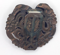 Art Nouveau Czech glass Cabachon Brooch Dress Clip