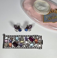 1980’s Les Neredides Multicolor Cuff Bracelet & Earring Set from Nice, France