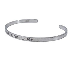Vintage Sterling Silver 925 | Live Love Laugh Cuff Bracelet | 7″