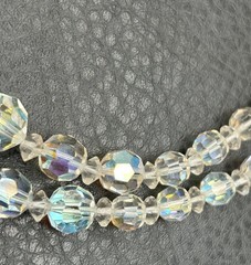 VTG AB Aurora Borealis Crystal Faceted Glass Bead Double Strand Necklace Choker