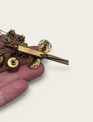 Vintage Gold Vermeil Sterling Silver Amethyst Color Floral Spray Bouquet Brooch