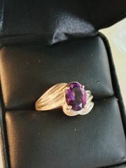 Vintage Oval Cut Amethyst Cocktail Band Ring Size 7 Sterling Silver