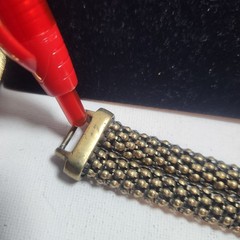 Vintage Antique Brass Tone Mesh Love Knot Bracelet Fold Over Clasp 7 Inch