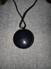 VINTAGE RARE PALOMA PICASSO PERFUME SOLID COMPACT PENDANT W/SILK CORD NECKLACE