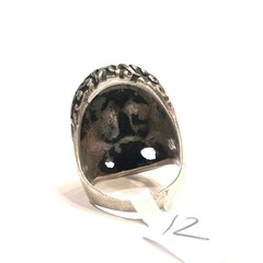 Sculptured Head Sterling Ring Antique Large Size Mythological Ring
