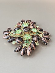 Vintage Verified JULIANA BOOK SET Aventurine Gold Fluss Bracelet Brooch Earrings