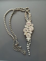 Vintage Statement Drop Clear Crystal Rhinestone Necklace