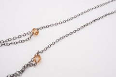 Vintage Sterling Silver 925 Brown Glass Bead Necklace 17.75″