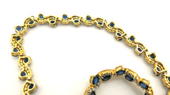 Vintage Sapphire & Diamond Necklace – 18K Gold Plated, 18” Luxury Jewelry