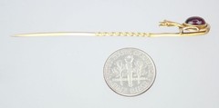 Antique Victorian 22K 15K Gold Garnet Cabochon Laughing Snake Egg Stick Pin Box