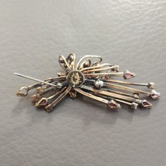 Phyllis 1940s 1950s 12K GF Rhinestone Flower Bouquet Brooch Pendant Convertible