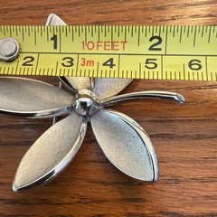 Vintage Crown Trifari Textured Silver Floral Flower Pin Brooch MCM