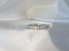 Vintage Sterling Silver 925 Diamonique CZ DQ Channel Set Eternity Ring Size 10