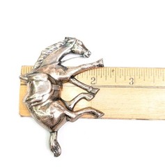 Sterling Silver Horse Brooch Large Bucking Bronco Western Rodeo Equestrian 3-1/8