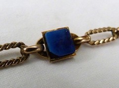 VINTAGE MURAT FRANCE 12K GOLD FILLED LAPIS GEMSTONE STATIONS LINK NECKLACE ~ 28″