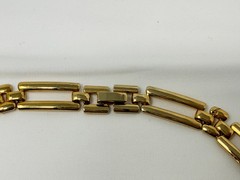 Vintage Gold Tone 10mm wide Flat Rectangle Link 16″ Choker Necklace