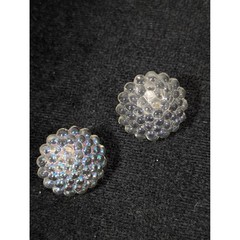 Vintage Lucite Dome Earrings Iridescent Sparkle Pierced Unsigned