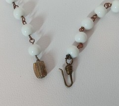 Vintage Milk Glass Acrylic Aurora Borealis Beaded Necklace Unique Pendant *As Is