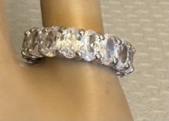 vintage ADI 925 Sterling Silver Crystal Eternity Band Oval CZ Ring size 6