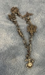 Vintage US Military Sweetheart Charm Bracelet Marked Sterling, 5 Charms 8.79gram