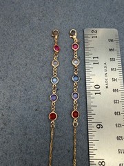 Glasses Holder Or Necklace 24 In Gold Chain Multi Color Rhinestone Faceted Bezel